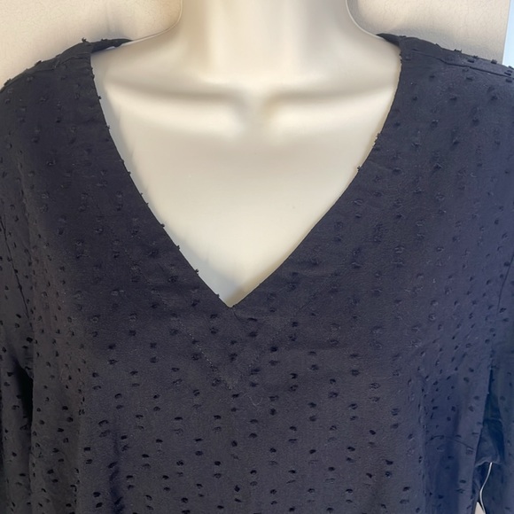 Croft & Barrow textured black on black polka dots top - Picture 3 of 15